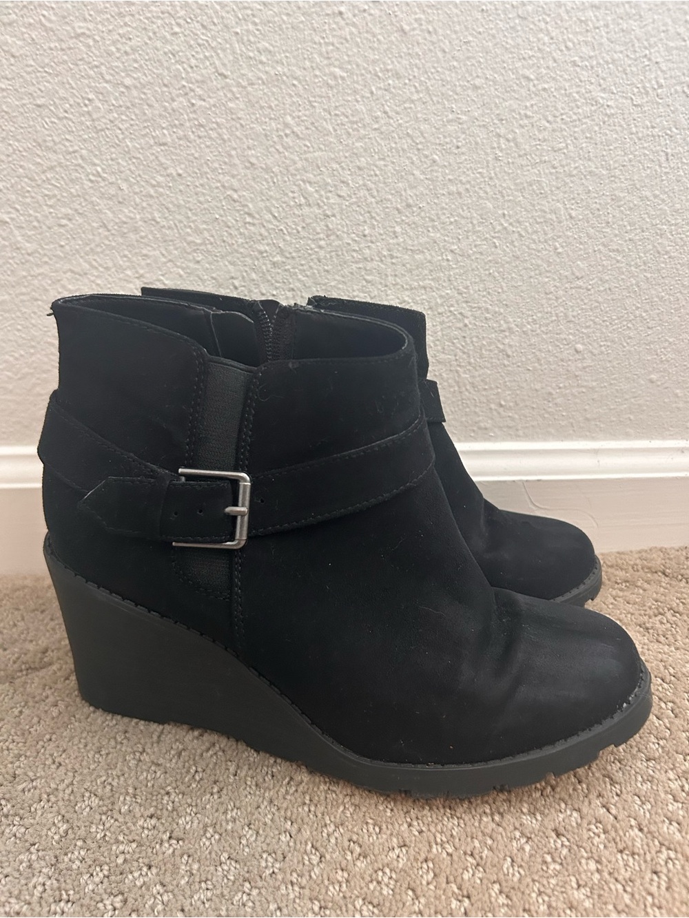 Torrid Black Faux Suede Wedge Booties